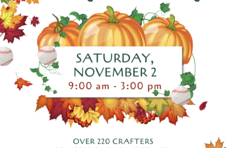 Image of pumpkins and leaves with the text "Fall Craft Fair: Saturday, November 2, 9 am to 3 pm.