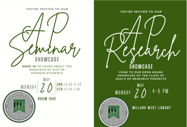  Monday, May 20th, junior AP Seminar students will showcase their work within their class period (3rd and 5th). Then, from 4:00-6:00 pm, senior AP research students will present their findings with a trifold poster presentation event in the Millard West Library. 