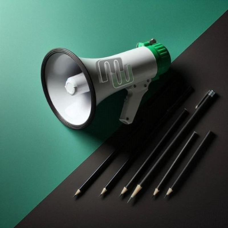 Daily Announcements (Image of a millard west megaphone on a green and black surface)