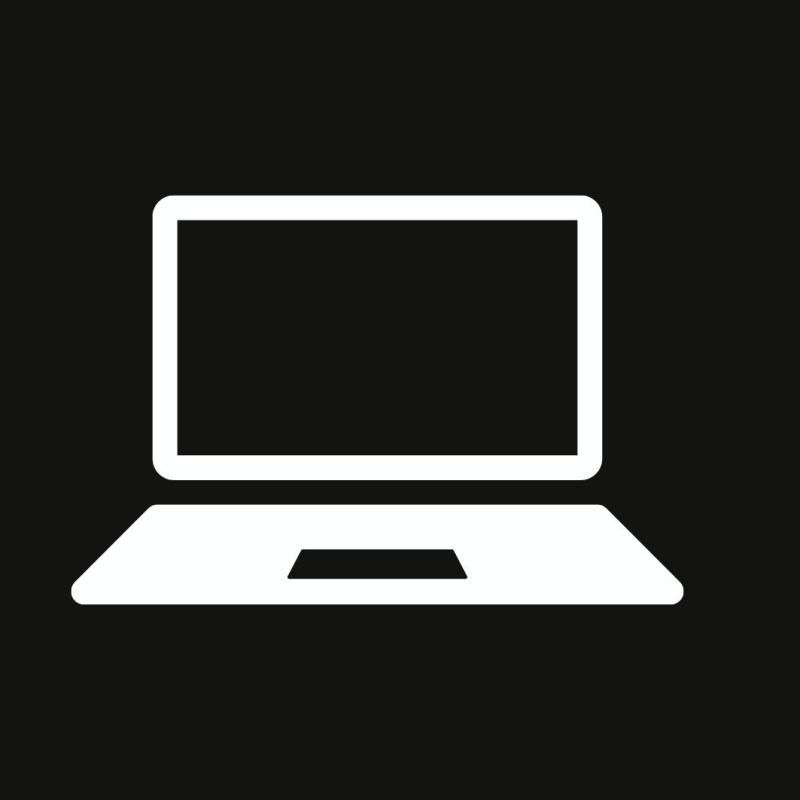 Black background with white laptop icon